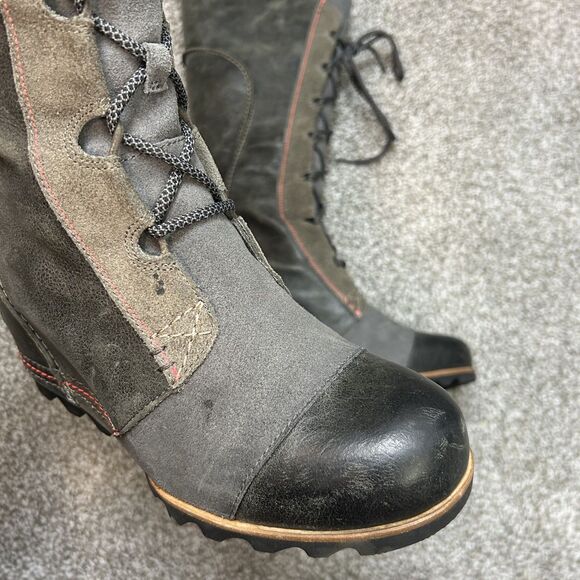 Sorel Womens Tall Cate the Great Wedge Boots Size 10 Heeled Leather Charcoal - Picture 8 of 16